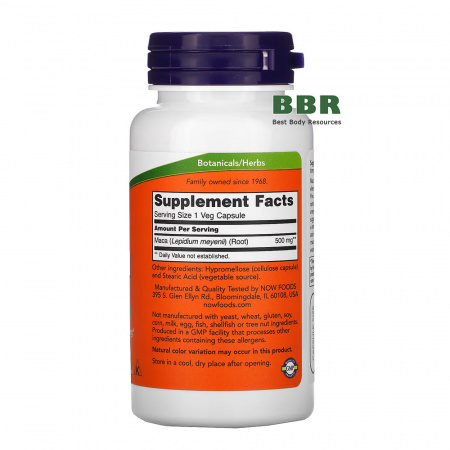 Maca 500mg 100 Caps, NOW Foods