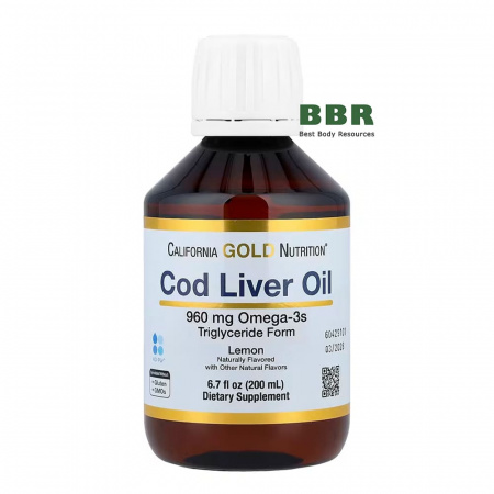 Cod Liver Oil 960mg 200ml, California GOLD Nutrition