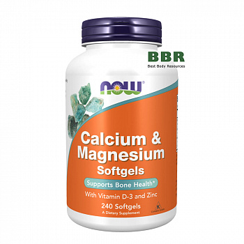 Calcium & Magnesium with Vitamin D-3 and Zinc 240 Sofgels, NOW Foods