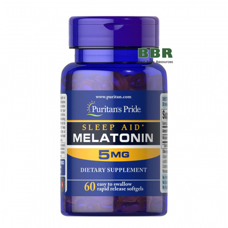 Melatonin 5mg 60 Softgels, Puritans Pride