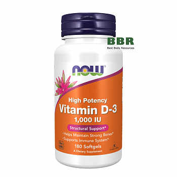 Vitamin D-3 1000iu 180 Softgels, NOW Foods