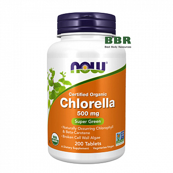 Chlorella 500mg 200 Tab, NOW Foods