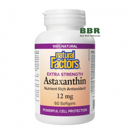Extra Strength Astaxanthin 12mg 60 Softgels, Natural Factors