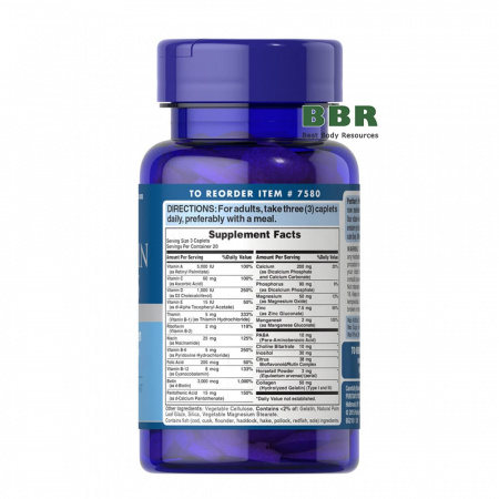 Hair, Skin & Nails Formula Type 1 and 3 Collagen 60 Tabs, Puritans Pride