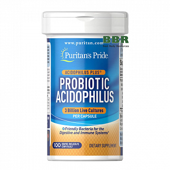 Probiotic Acidophilus 3 Billion Live Cultures 100 Caps, Puritans Pride