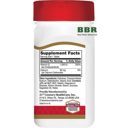 Vitamin D3 1000iu 110tab, 21st Century