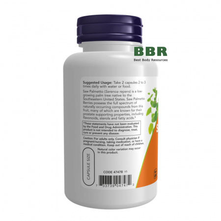 Saw Palmetto Berries 250 Veg Caps, NOW Foods