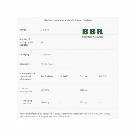 Creatine 3000mg 120 Tabs, 6PAK