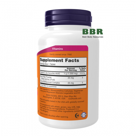 Vitamin C-1000 with Rose Hips 250 Tabs, NOW Foods