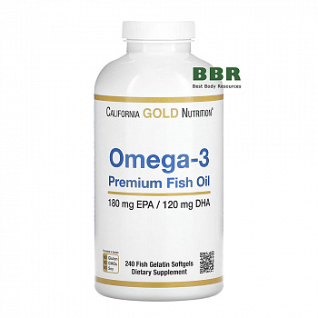 Premium Fish Oil Omega 3 240 Softgels, California GOLD Nutrition