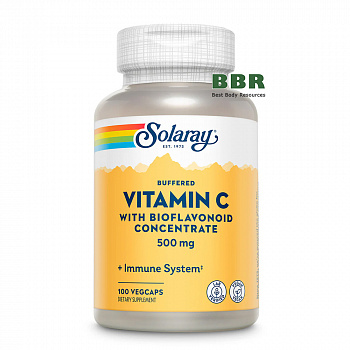 Buffered Vitamin C 500mg with Bioflavonoid 100 Veg Caps, Solaray