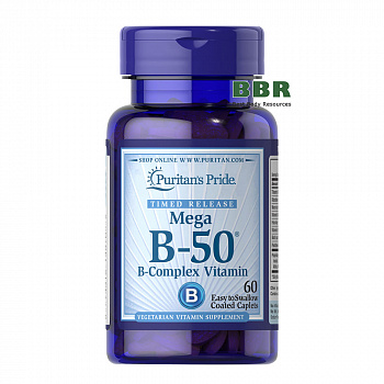 Mega B-50 B-Complex Vitamin 60 Tabs, Puritans Pride