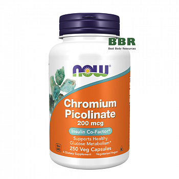 Chromium Picolinate 200mcg 250 Veg Caps, NOW Foods