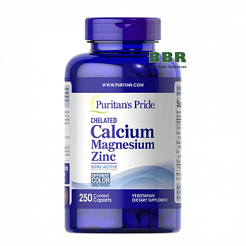 Chelated Calcium, Magnesium, Zinc 250 Tabs, Puritans Pride