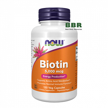 Biotin 5000mcg 120 Caps, NOW Foods