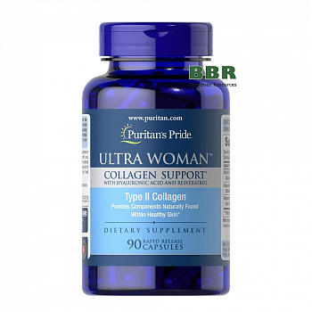 Ultra Woman Collagen Support 1000mg Type II with Hyaluronic 90 Caps, Puritans Pride