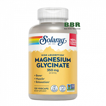 Magnesium Glycinate 350mg 120 Veg Caps, Solaray