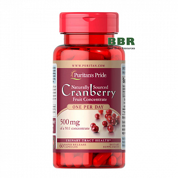 Naturally Sourced Cranberry 500mg 60 Caps, Puritans Pride