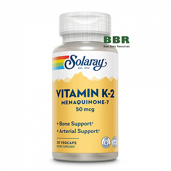 Vitamin K-2 MenaQ7 50mcg 30 Veg Caps, Solaray